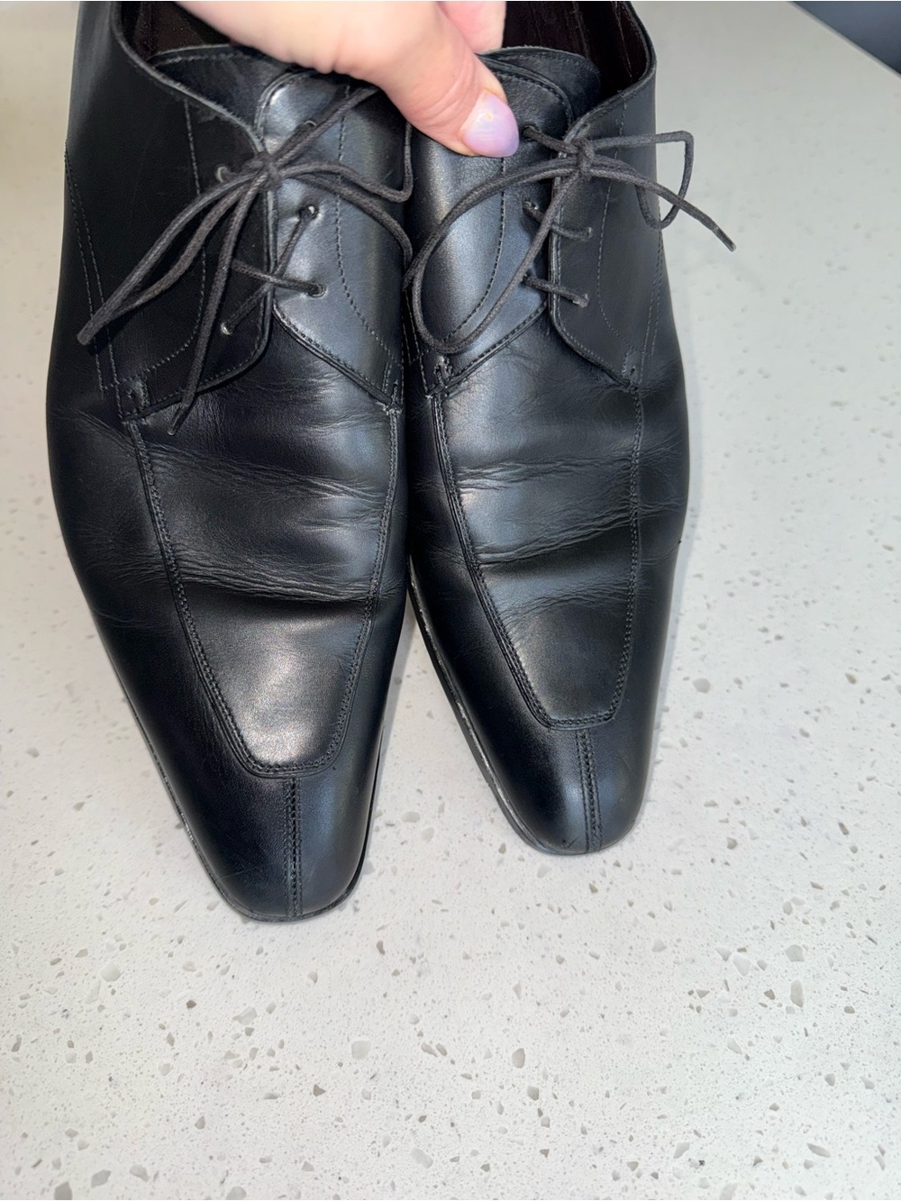 Santoni Black Leather Derby Shoes - Picture 10 of 13